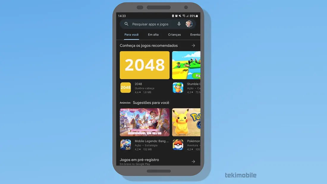 Abra a Play Store no seu celular