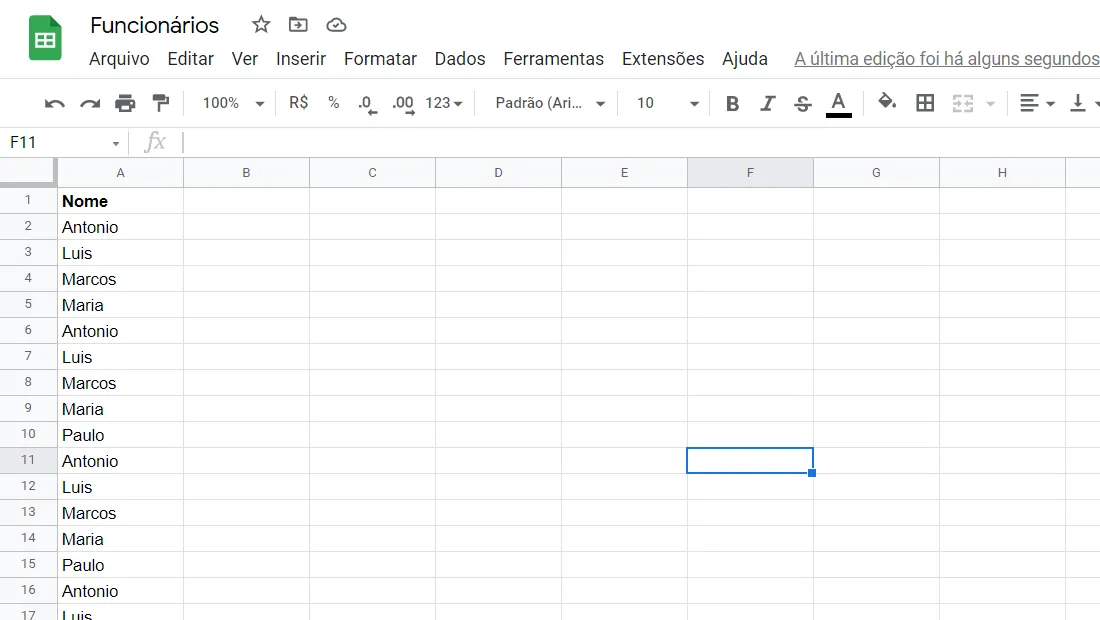 Abra novamente sua planilha no Google Planilhas