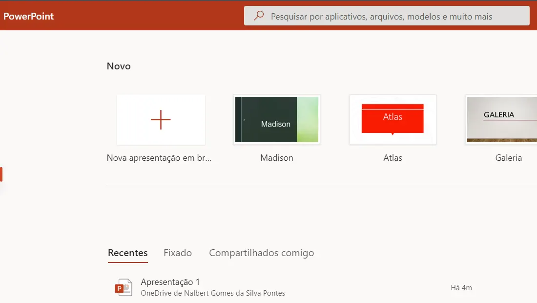 Abra o powerpoint no seu computador
