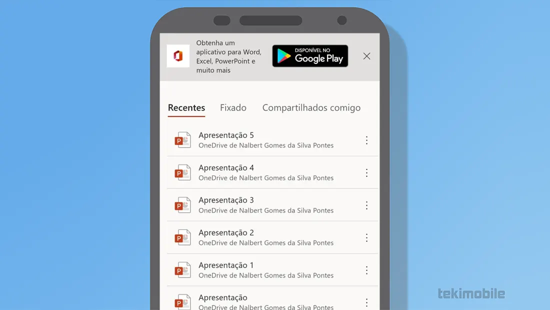 Abra o powerpoint online no seu celular