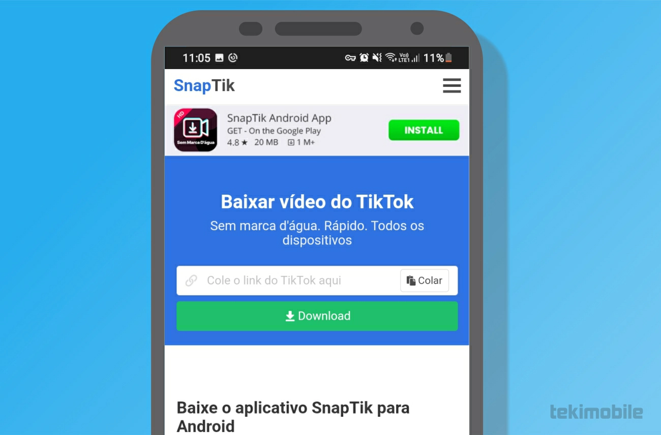 Acesse o site SnapTik - Como tirar marca d'água do tiktok