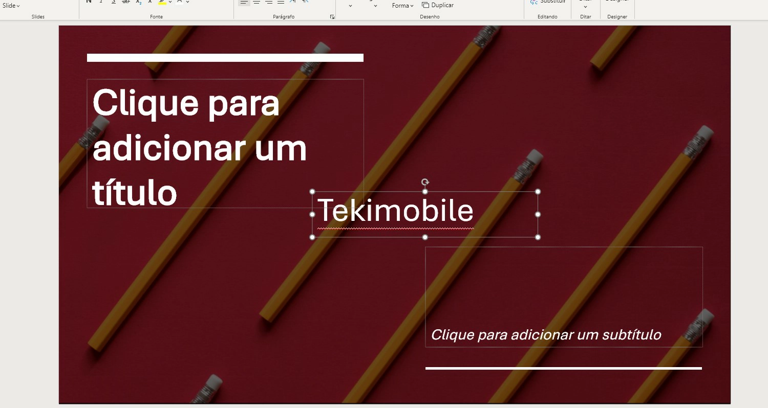 Ajuste o tamanho da caixa de texto e digite sua marca - Como colocar marca d água no PowerPoint