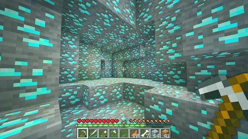 Blocos de diamantes são mais comuns no Y12 no mundo de Minecraft - Como encontrar diamantes do Minecraft