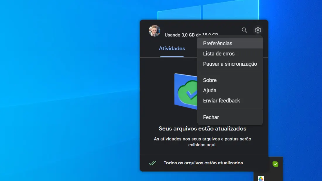 Clique com o botão direito no ícone