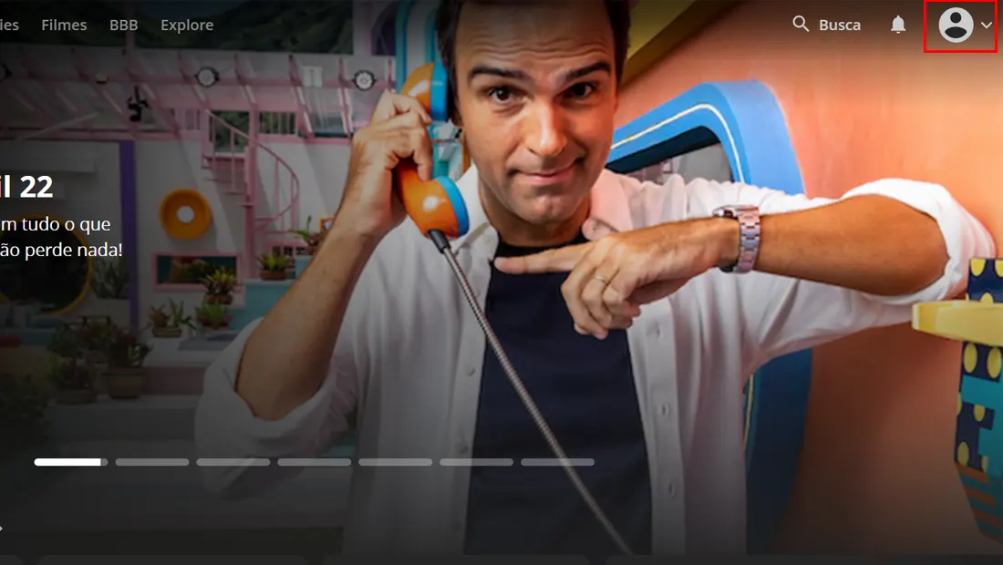 Clique com o controle no ícone de usuário no canto superior direito