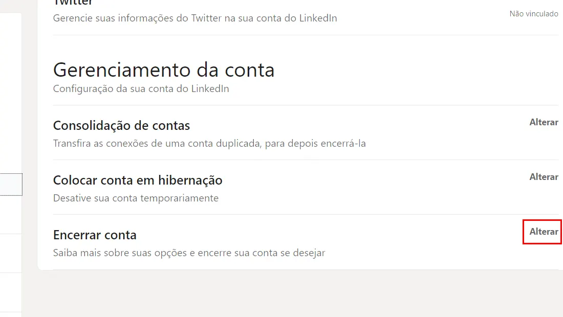 Clique em Alterar na aba