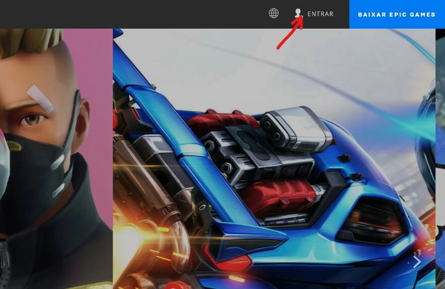 Clique em Entrar - Como pedir reembolso na Epic Games