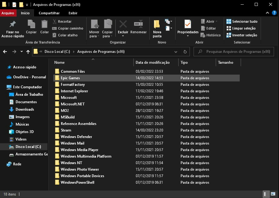 Clique em Epic Games - Onde ficam os jogos da Epic games no PC
