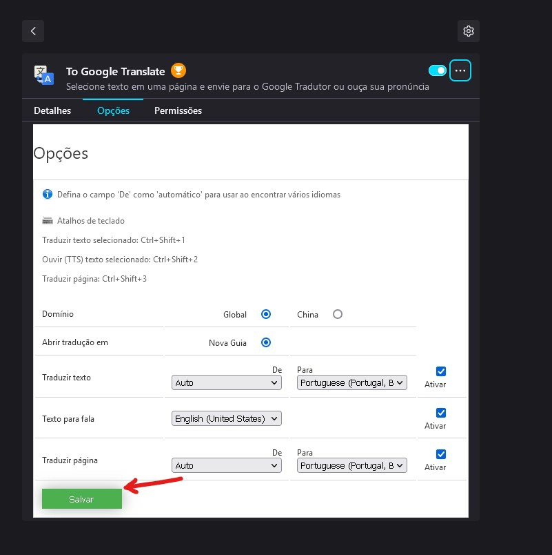 Clique em Salvar - Como traduzir página no Firefox