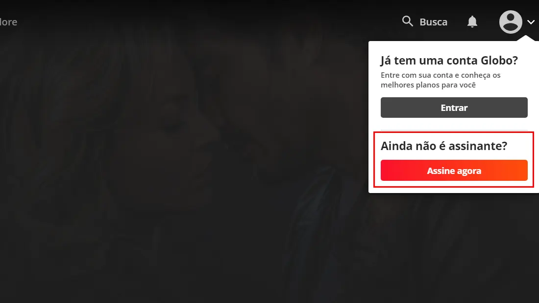 Clique nas opções de assinatura que será exibido
