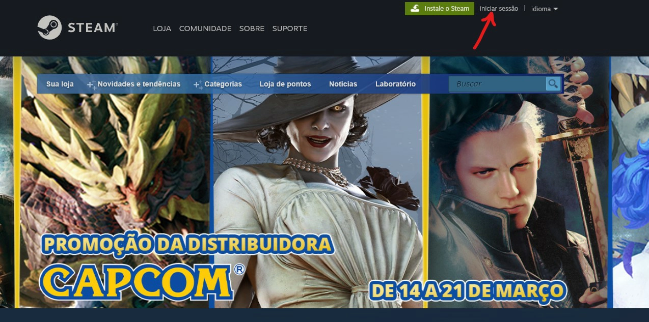 Clique no botão Iniciar sessão - Como jogar Skullgirls no PC e no celular
