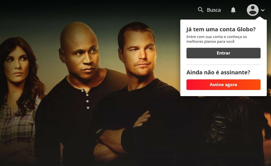 Clique no canto superior direito no ícone de usuário - Como assistir Globoplay de graça