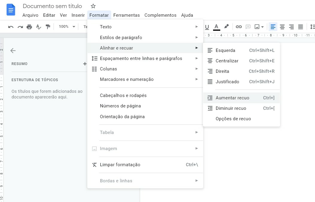 Justificar no Google Docs - Como colocar parágrafo no Google Docs Coloque parágrafos usando a opção de recuo - Como colocar parágrafo no Google Docs