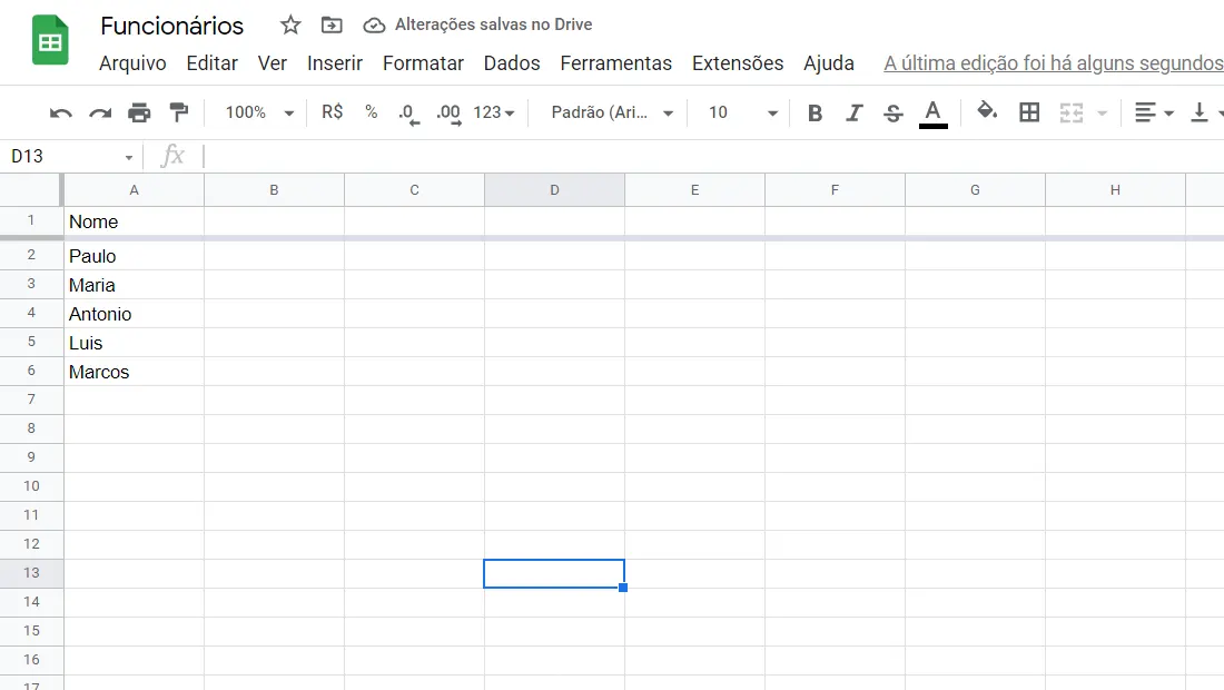 Congele a primeira linha se necessário