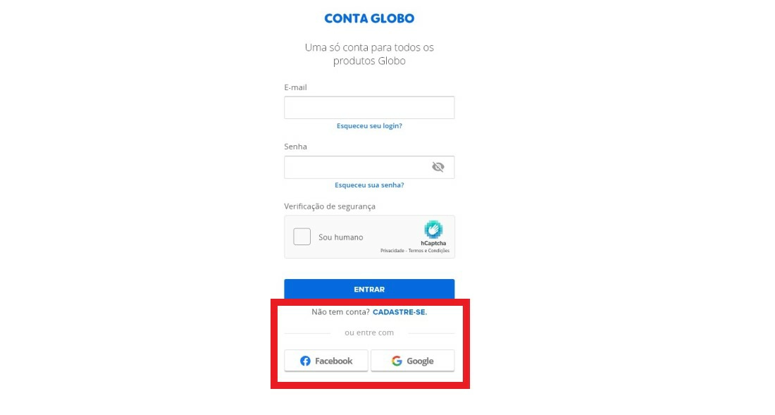 Crie um cadastro - Como assistir Globoplay de graça
