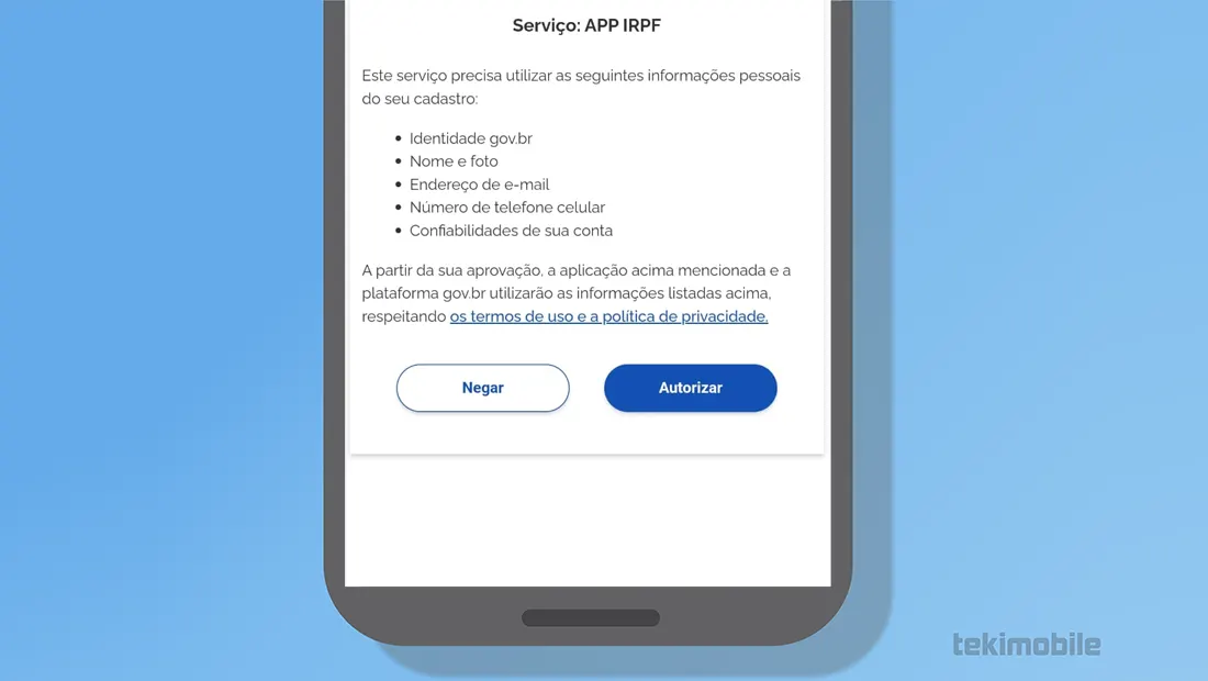 Dê todas as autorizações necessárias no app