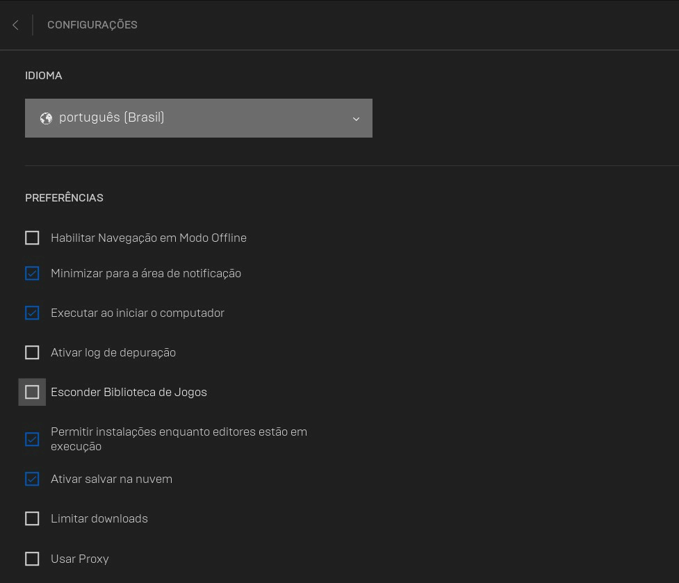 Deixe a caixinha desmarcada - Onde ficam os jogos da Epic games no PC