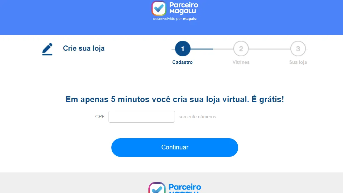 Depois insira seu CPF para o cadastro