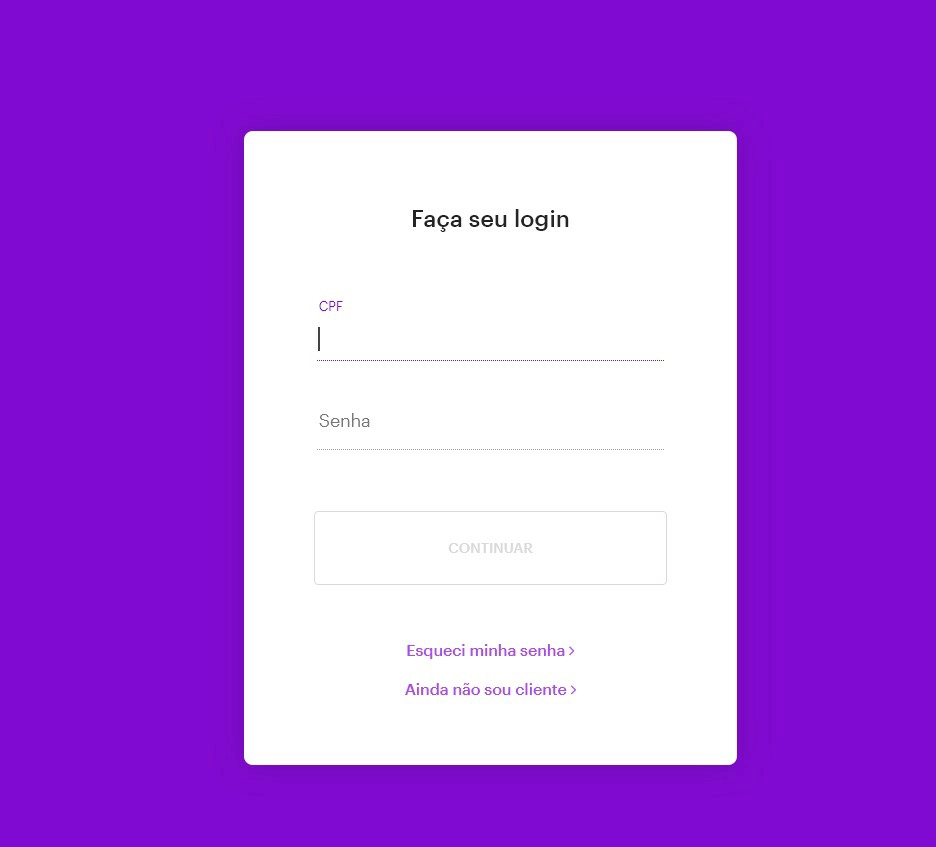Entre com seu login - Como bloquear o cartão Nubank em caso de roubo ou perda