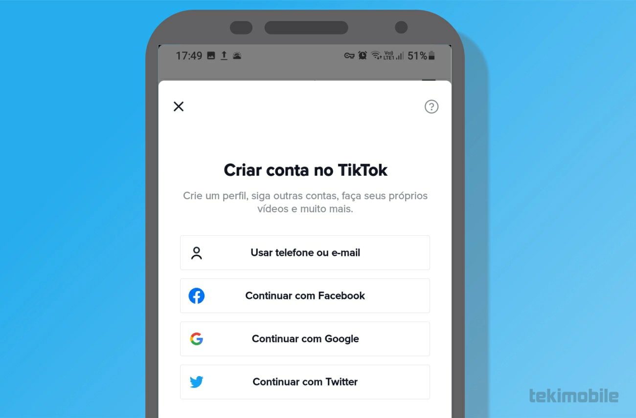 Escolha uma conta para logar - Como ativar o TikTok Pro