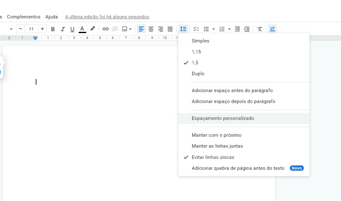 Espaçamento entre linhas - Como colocar parágrafo no Google Docs Espaçamento entre linhas - Como colocar parágrafo no Google Docs