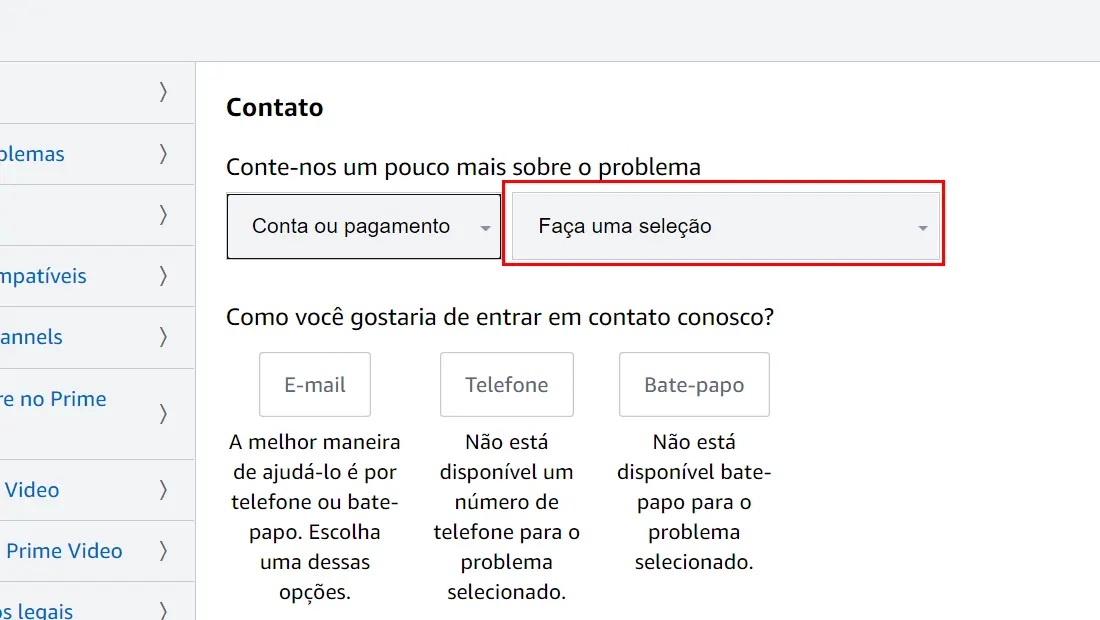 Filtre novamente para aprender como entrar em contato com Amazon Prime Video