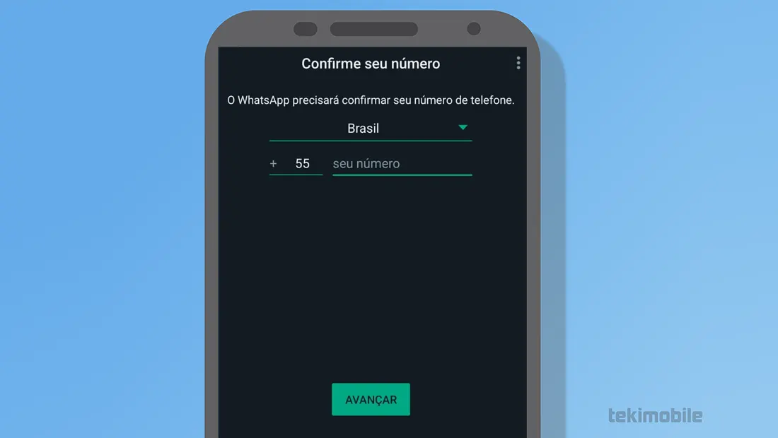 Insira seu número de telefone para a confirmação