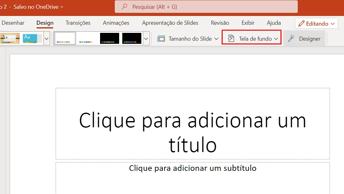 Logo em seguida vá em Tela de fundo