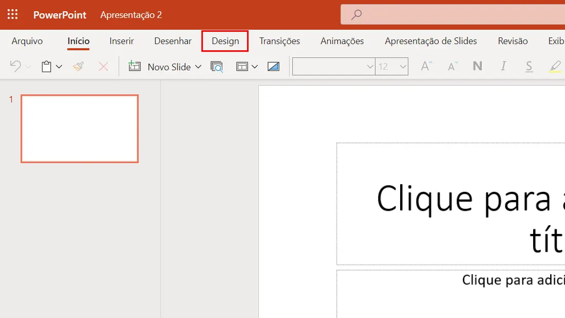 Na aba vá em Design