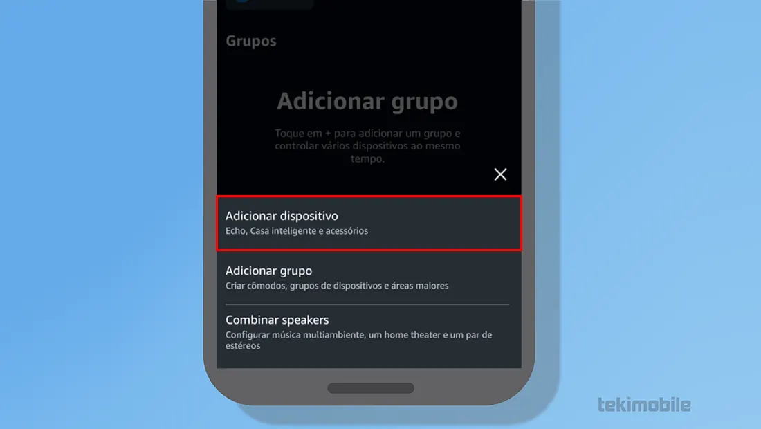 Na barra que irá aparecer toque em Adicionar dispositivo