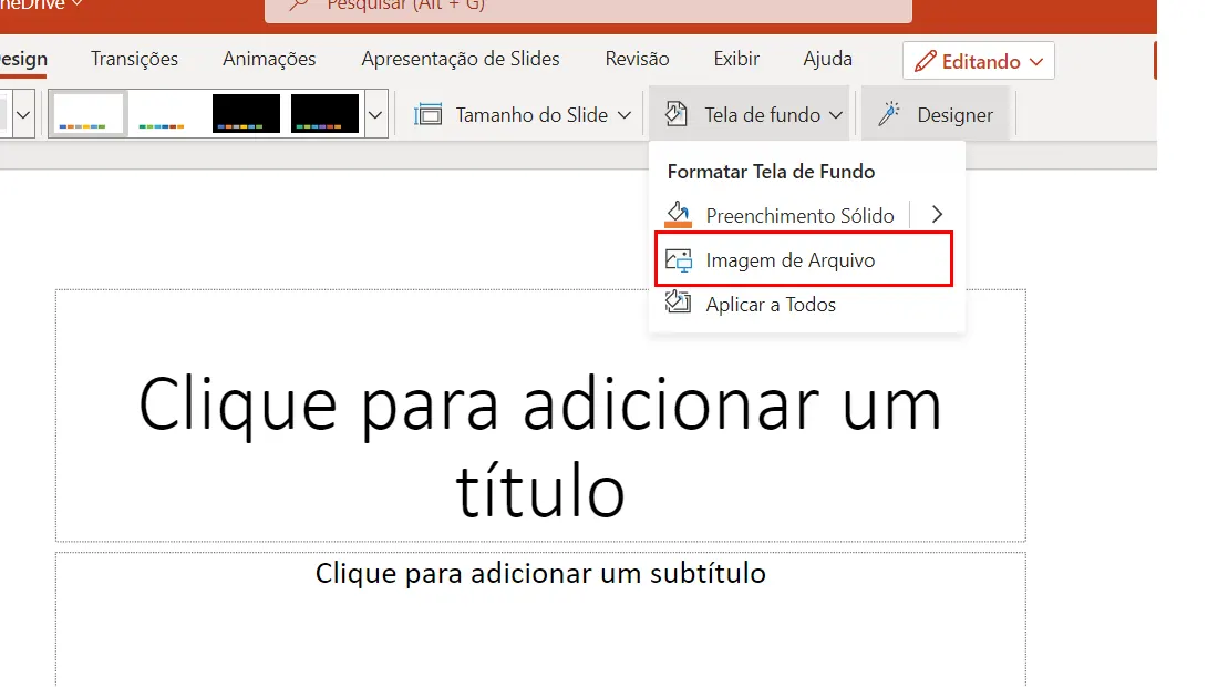 Na nova janela clique em Imagem de Arquivo