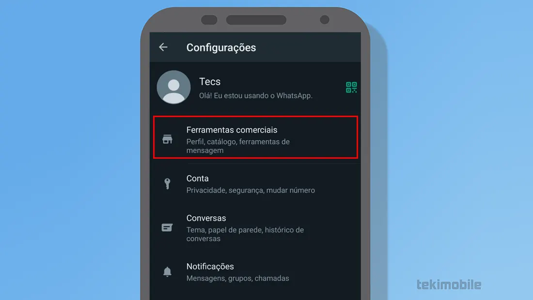 Na nova página vá em Ferramentas comerciais