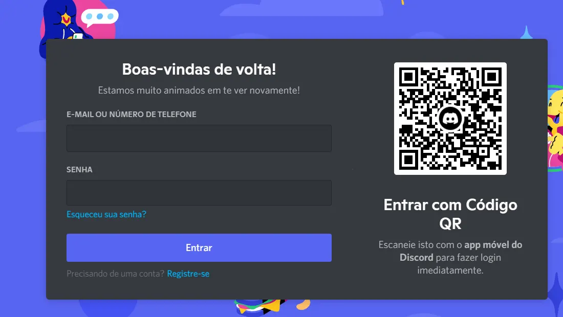 No seu computador Faça o Login ou crie um registro