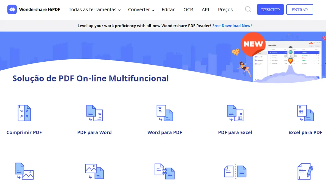 O HiPDF é uma boa opção para converter pdf em excel