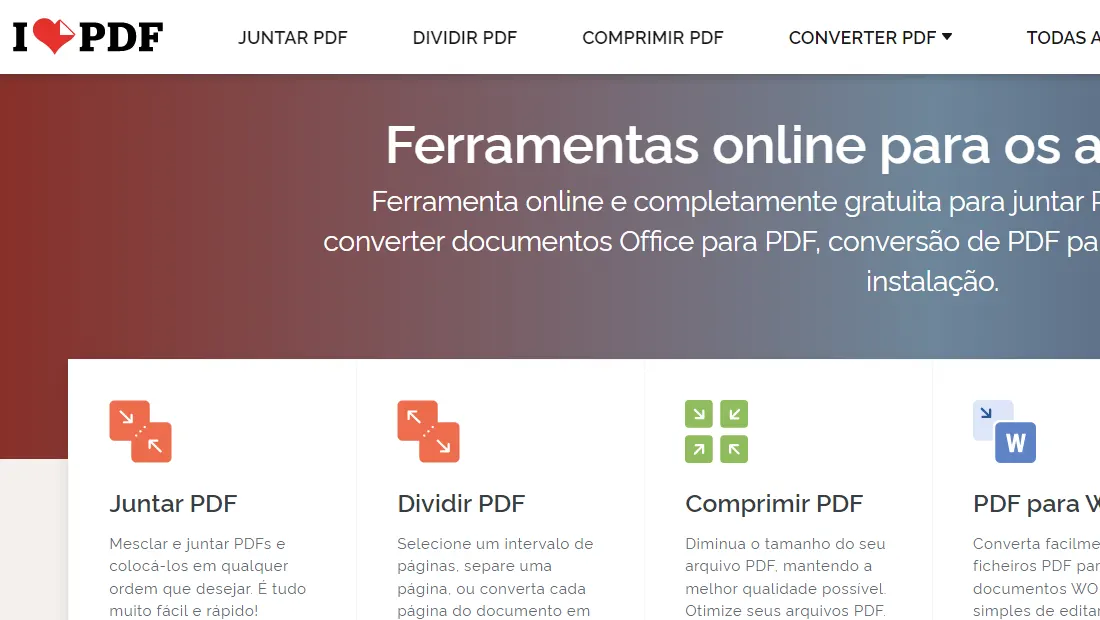 O iLovePDF é completo quando o assunto é PDF