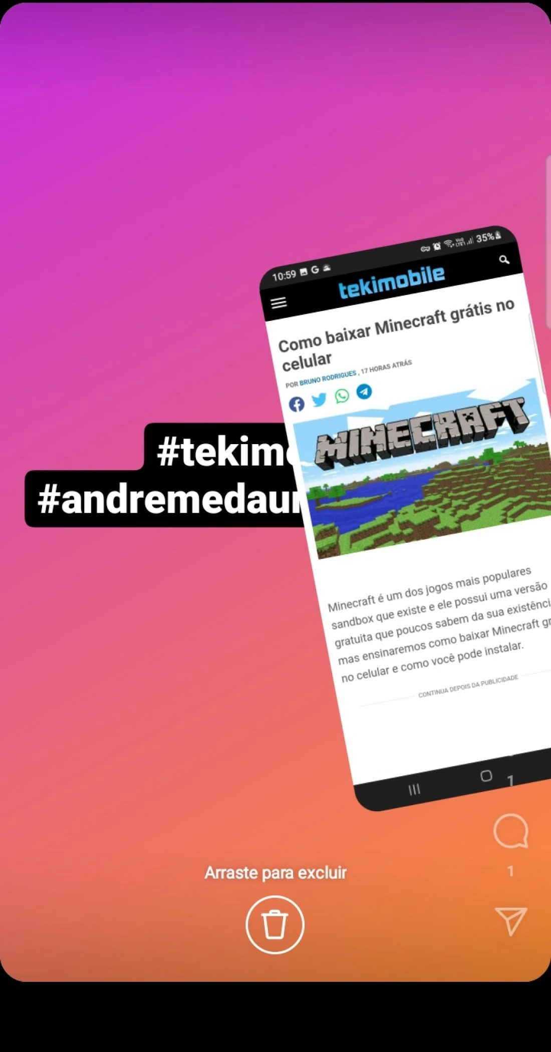 Ocultar hashtags e menções - Instagram Stories