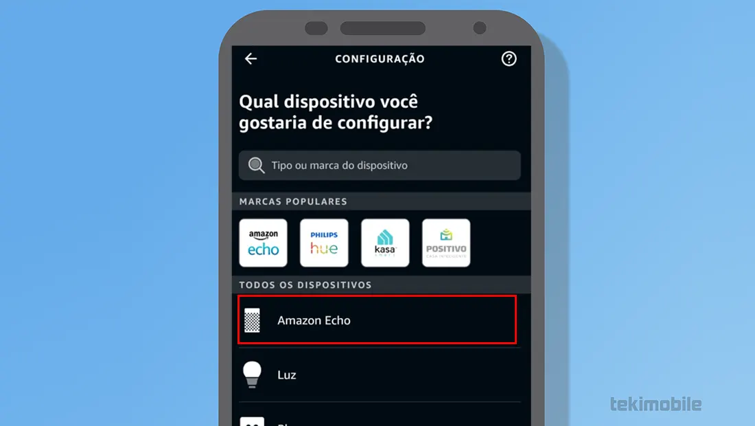 Para aprender como conectar a Alexa no Wi-Fi escolha o dispositivo