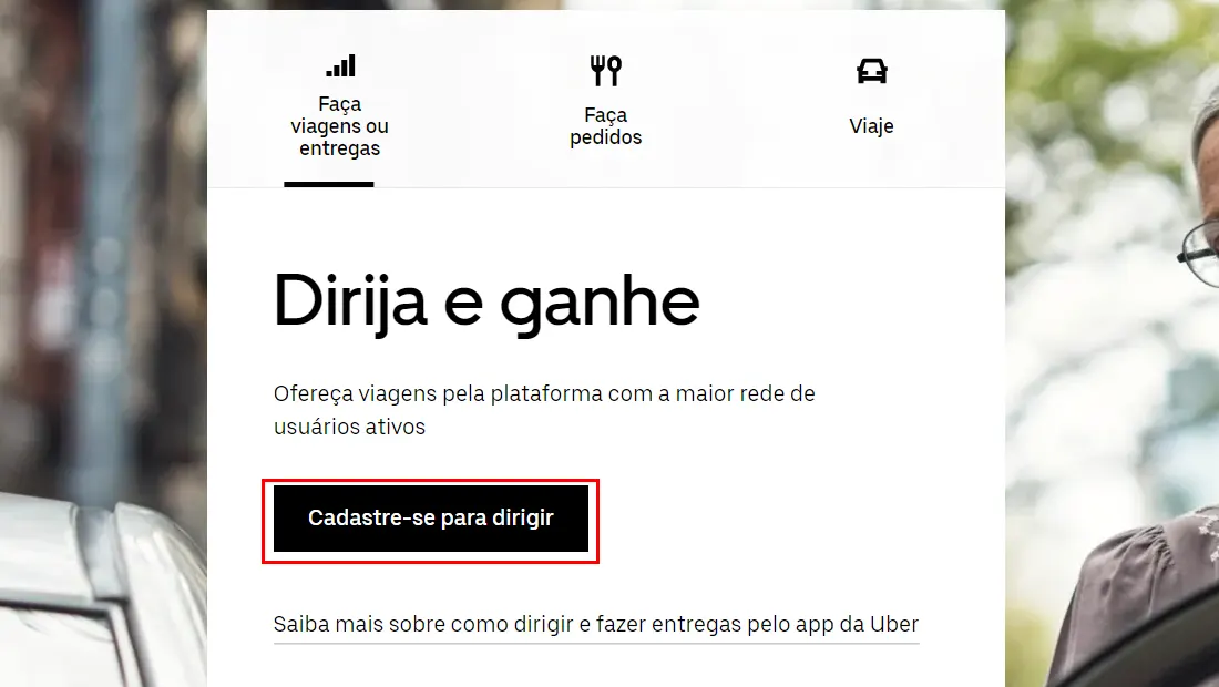 Para aprender como se cadastrar no Uber clique no botão mostrado na imagem