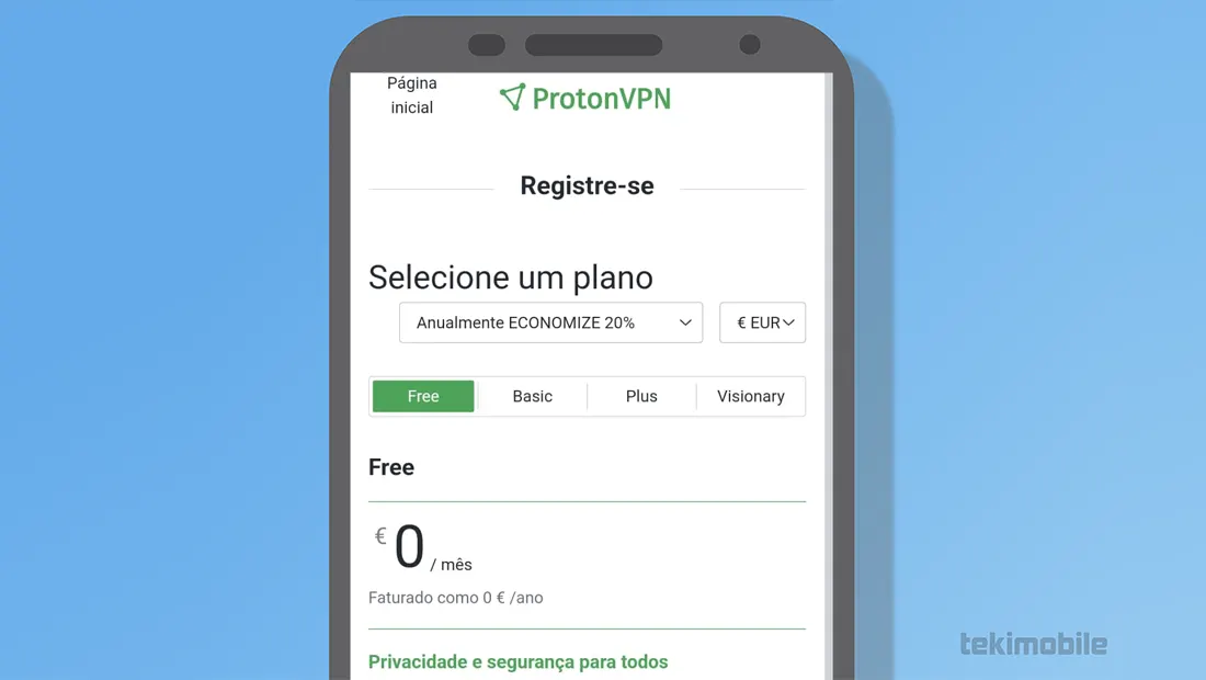 Para testes use o plano gratuito