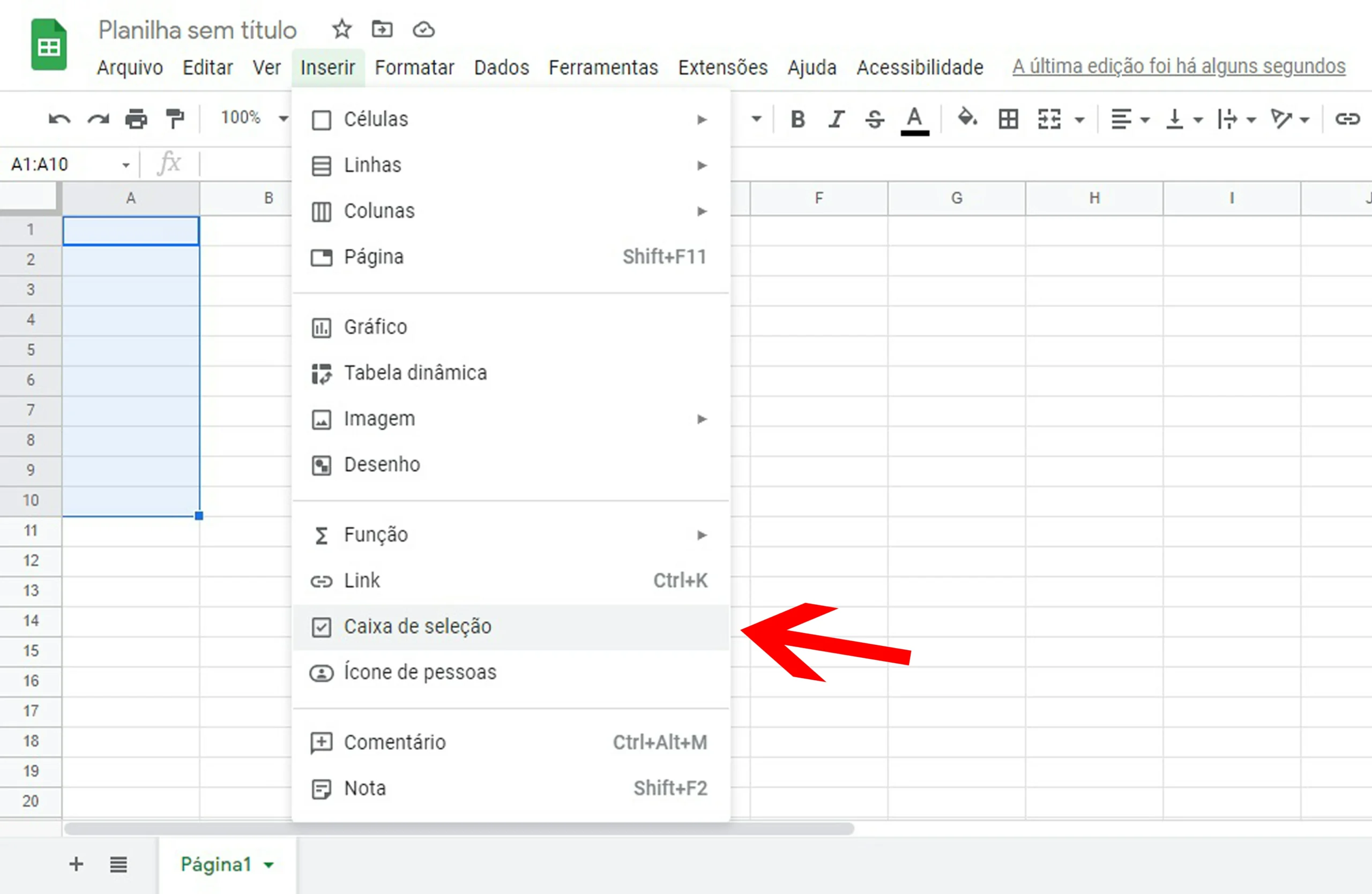 Planilha caixa de seleção 02