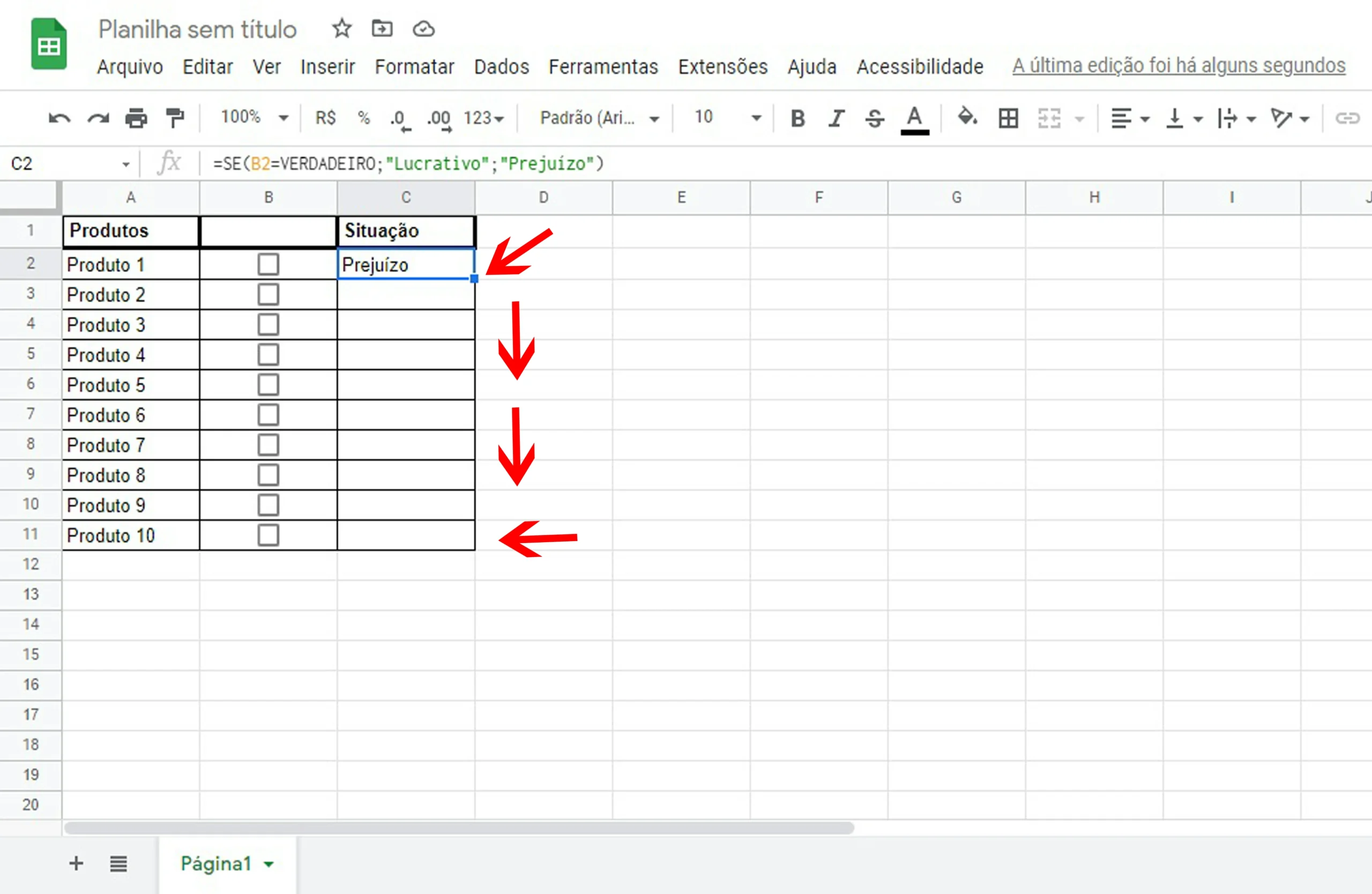 Planilha caixa de seleção 07