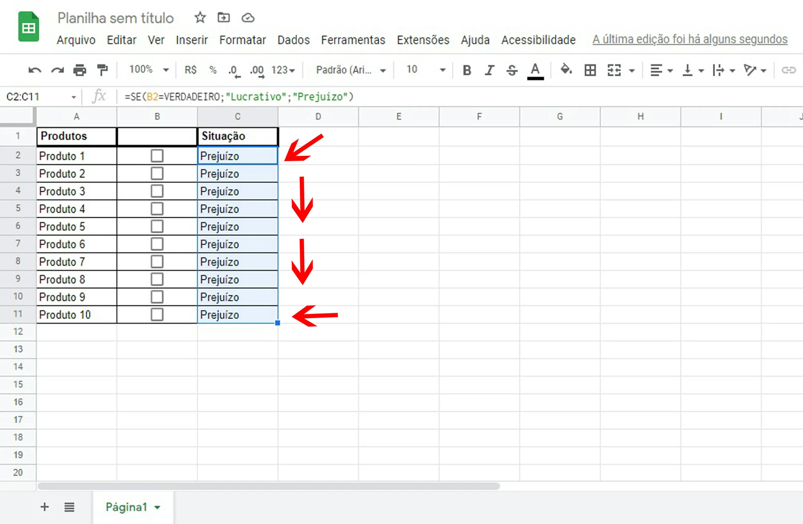 Planilha caixa de seleção 08