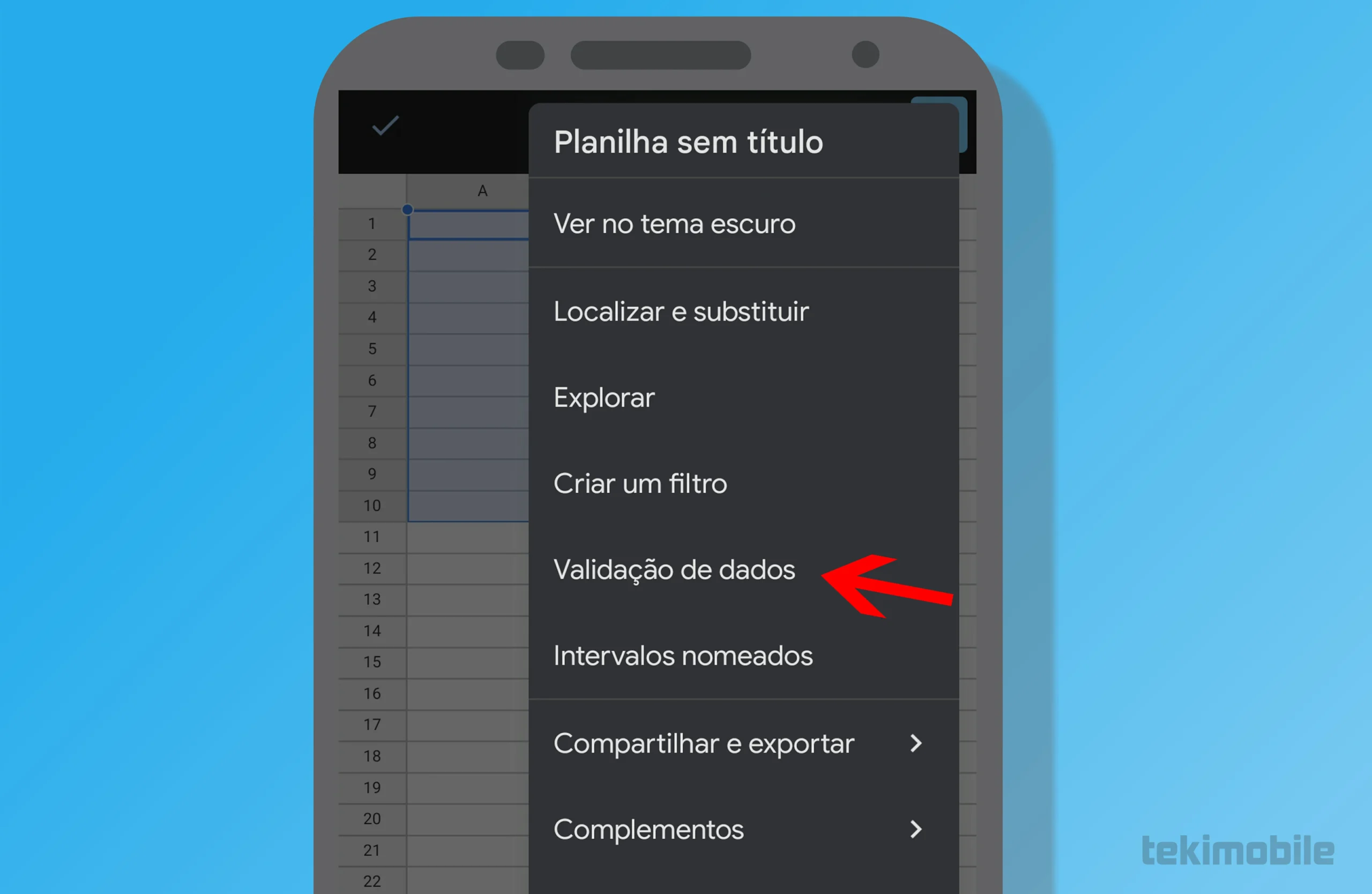 Planilha caixa de seleção Cel 02
