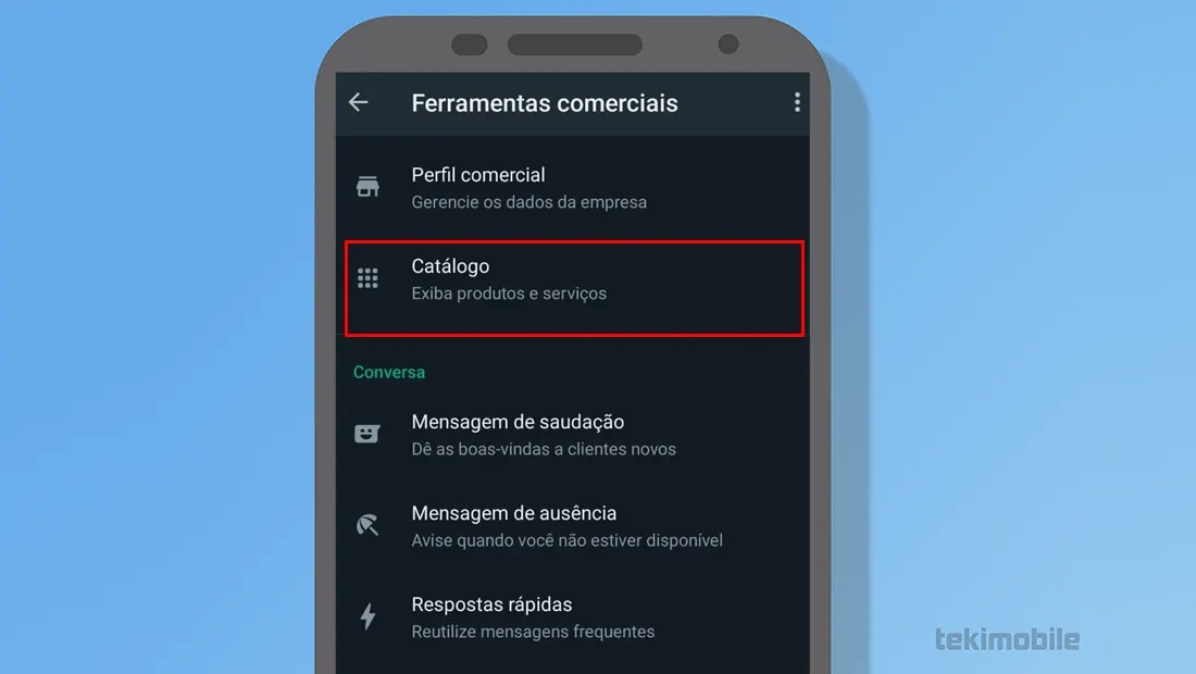 Por fim vá na opção Catálogo