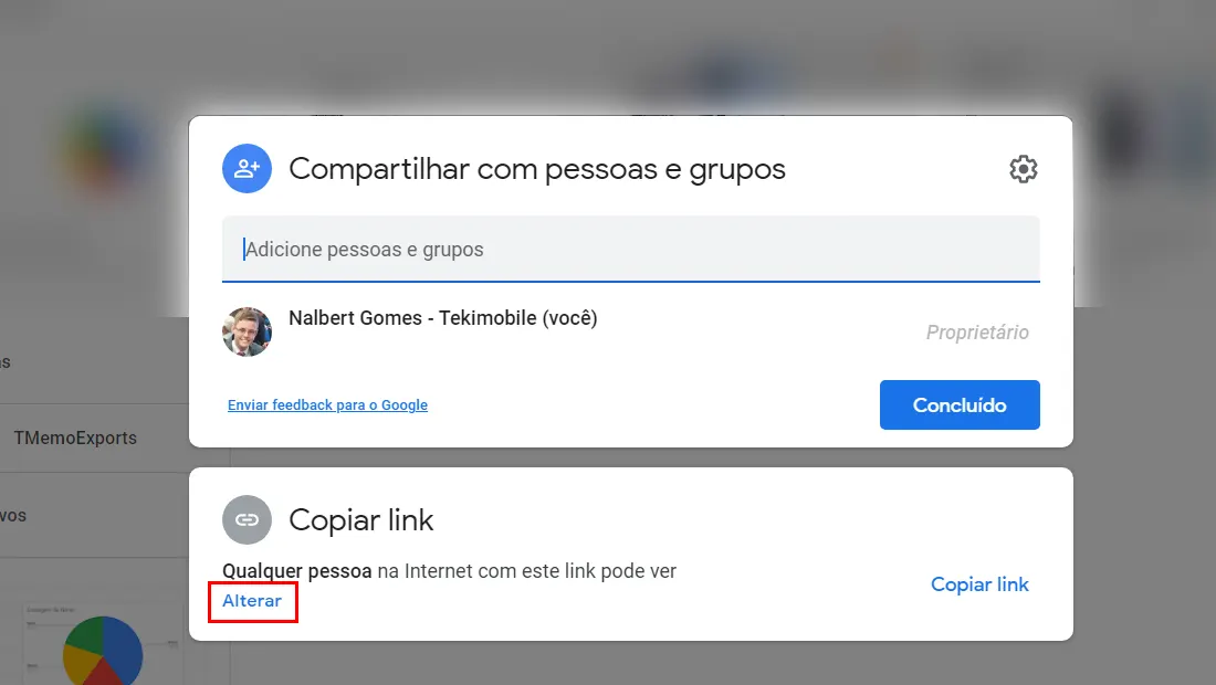 Procure a opção de alterar