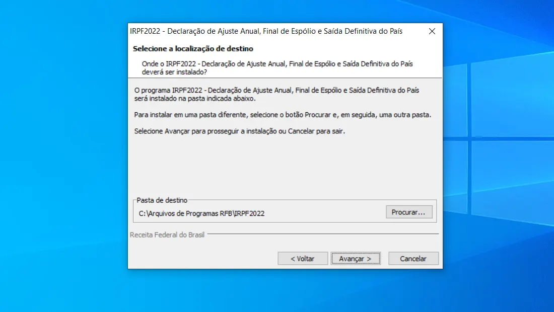 Se desejar mude o local de instalação do software