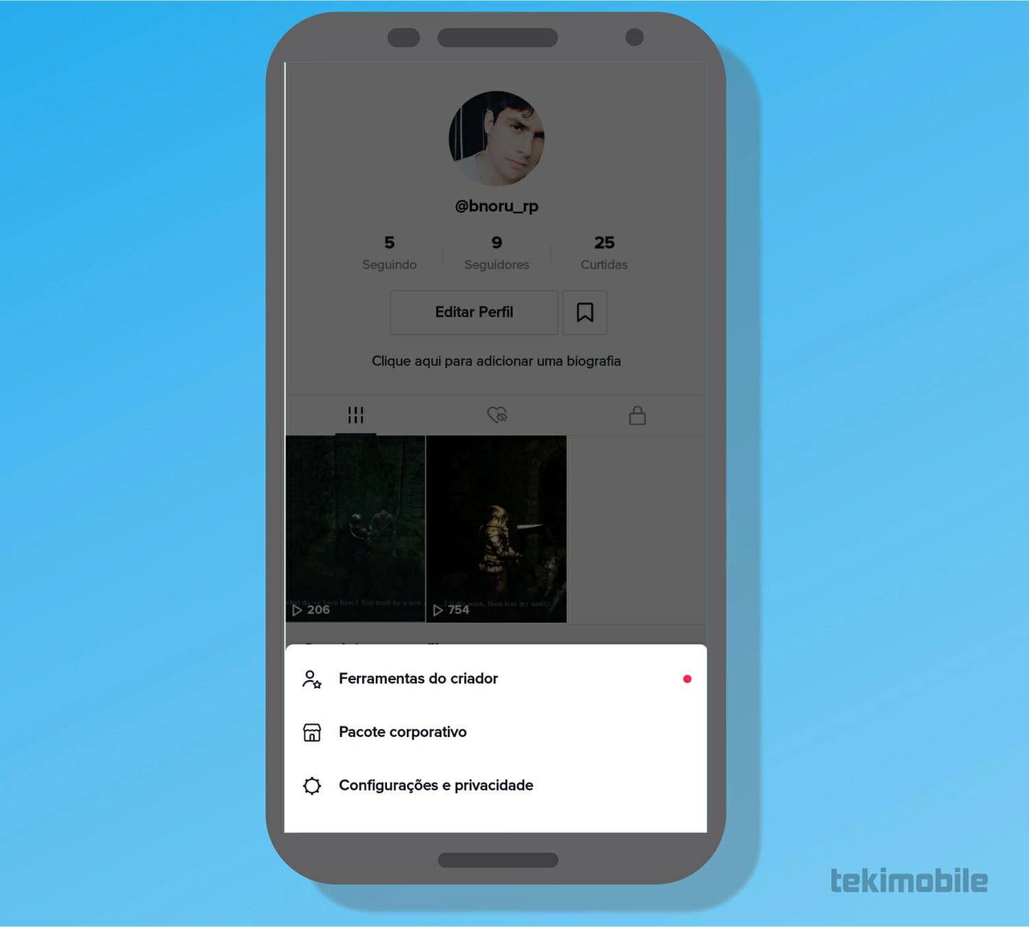 Selecione Configurações e privacidade - Como excluir conta do TikTok