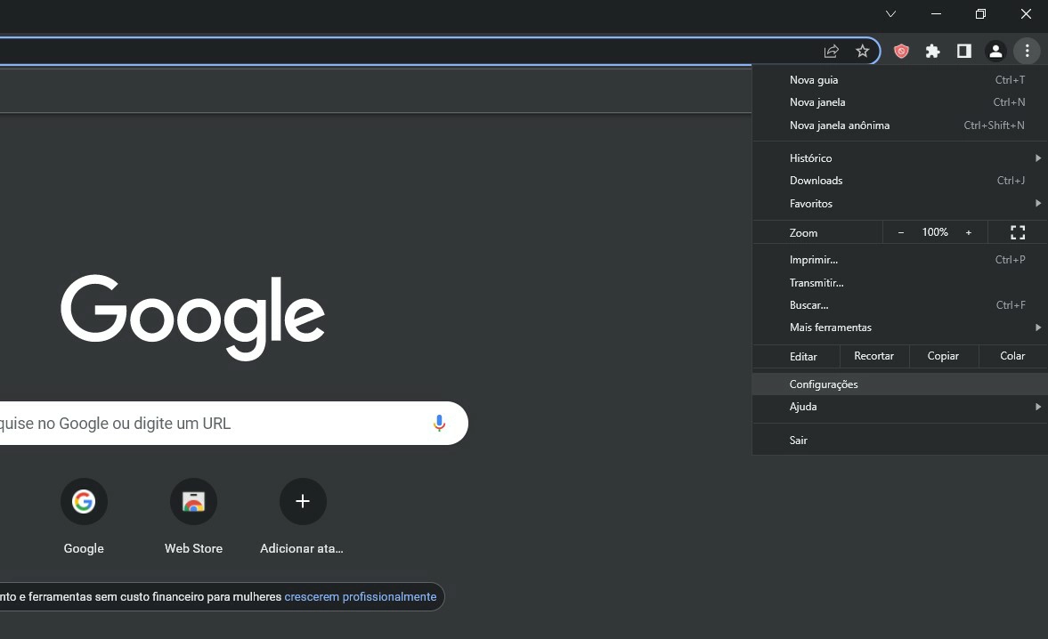 Selecione Configurações no menu suspenso - Como bloquear notificações do Chrome