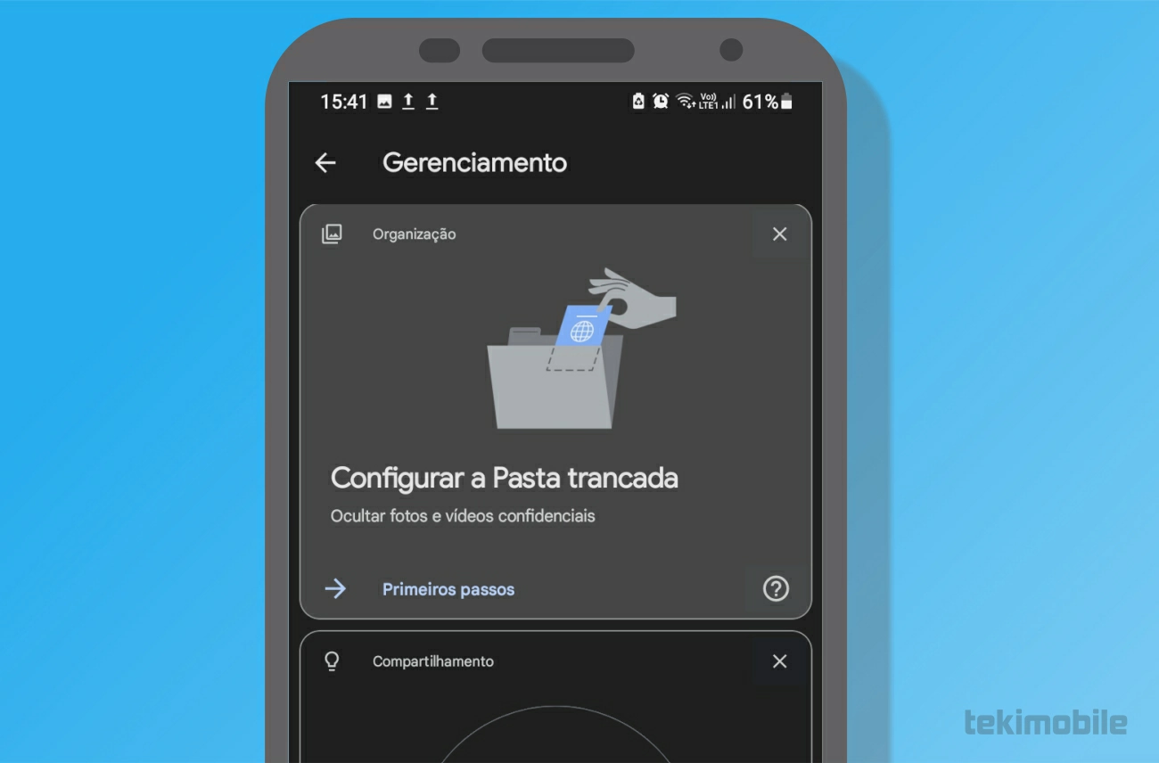 Selecione Configurar Pasta trancada - Como colocar senha no Google Fotos