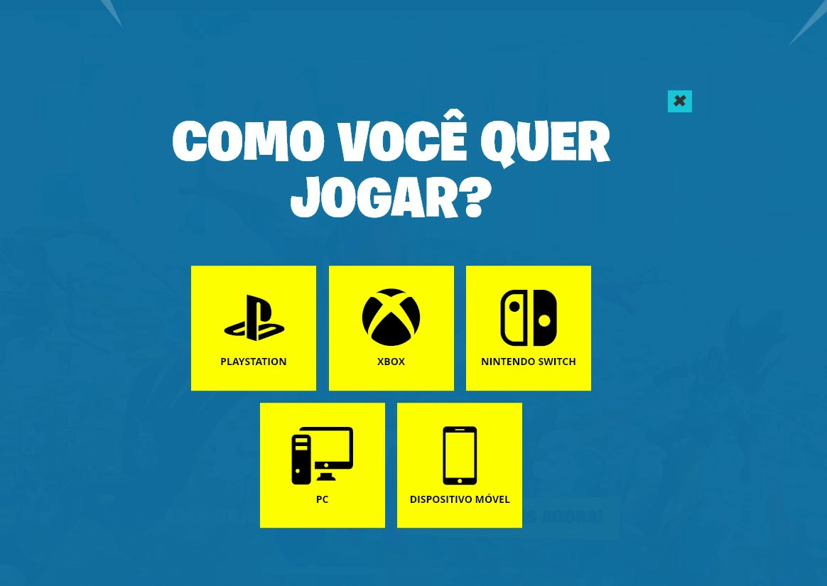 Selecione a plataforma - Como baixar Epic Games